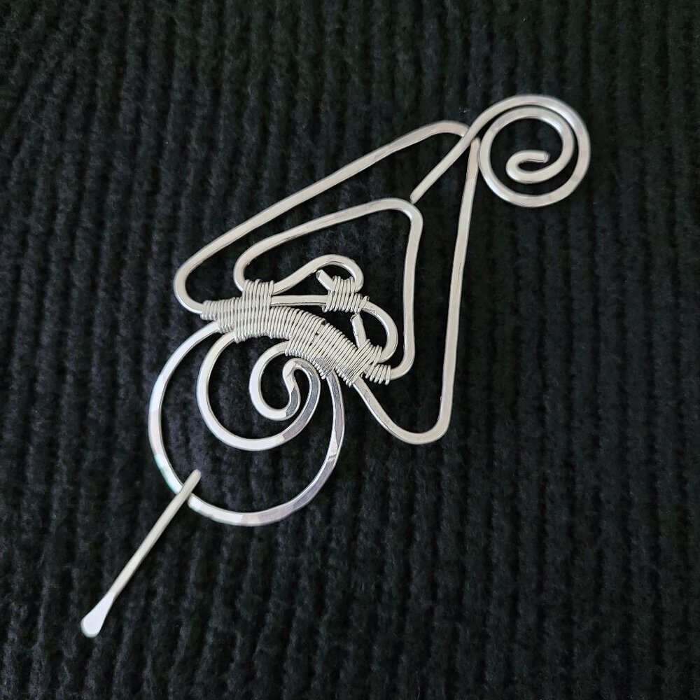 Vtg Silver Artisan Sweater, Scarf, & Shawl Pin Brooch + Hair Accessory EUC - Picture 6 of 11